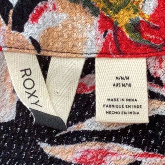 ROXY WOMENS MEDIUM TOP BLOUSE  UTTON TIE FRONT ALL OVER FLORAL BELL SLEEVES - Picture 5 of 7